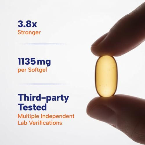 OmegaVia Ultra Concentrated Omega 3 Fish Oil, EPA DHA 1135 mg (60 Softgels) | 3x More Omega-3 in One Pill