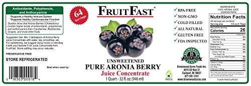 Aronia Berry (Chokeberry) Juice Concentrate (32 Fl Oz.) by FruitFast - Unsweetened Pure 65 Brix Choke Berry Concentrate - 64 Servings (32 Ounce)
