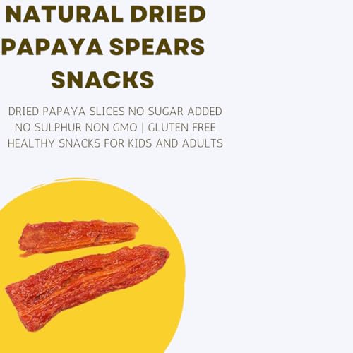 Nuts To You All Natural Dried Papaya Spears Snacks | Dried Papaya Slices No Sugar Added No Sulphur Non GMO | Gluten Free Healthy Snacks for Kids and