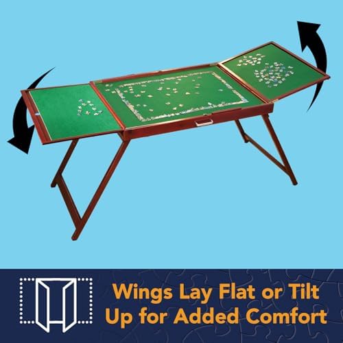 Bits and Pieces Fold-and-go Wooden Jigsaw Puzzle Table with Legs Folding Puzzle Board 1500 Pieces, Non-Slip Top, Carry Handle