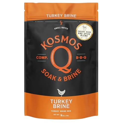 Kosmos Q Chicken Brine Soak, Brown Sugar & Worcestershire Spice Mix For Whole Bird, Breasts, Tenderloins, Grilling, Roasting, Smoking, Locks In Moisture, Savory Flavor, Easy Mix Directions, 16 Oz Bag