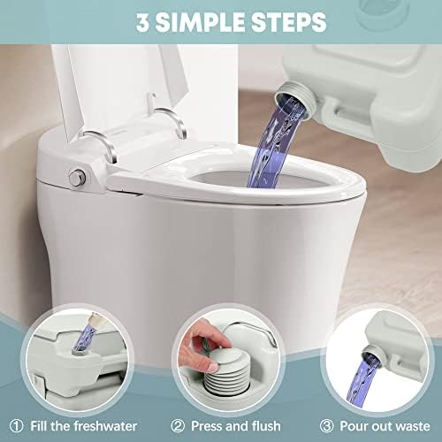 5.3 Gallon Porta Potty Travel Portable Camping Toilet for RV, Boating, Road Trips, Caravan, Campsite, Hospital(20L Gray)