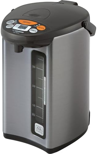 Zojirushi Micom Water Boiler and Warmer (135 oz. / 4L, Silver) | Four heat settings, Quick Temp mode, energy-saving operation