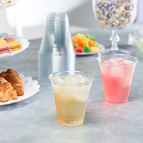 GUSTO 16 oz Clear Plastic Cups [100 Pack] PET Party Cold Cups | Durable, Crack-Resistant, Elegant Crystal Clear Design, BPA-Free, Smoothies, Iced Coffee, Soda, Cocktails & Juice