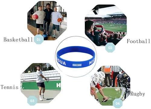 4 Nicaragua Flag Silicone Bracelets, Outdoor Sports Wristbands, Nicaragua Travel Souvenirs Casual Accessories