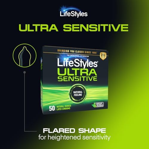 LifeStyles Ultra Sensitive Premium Lubricated Natural Latex Condoms Value Pack - 100 Count, 1 Pack - Triple Tested for Best Protection, Made with UltraGlide Silicone Lube