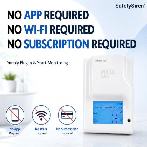 Safety Siren Pro Series 4 Plug-in Radon Detector for Home Basement