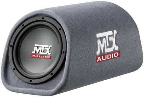 MTX Audio RT8PT 8 Inch 240 Watt Car Loaded Universal Powered High Performance Amplified Tube Box Vented Subwoofer Enclosure, RCA Connectivity