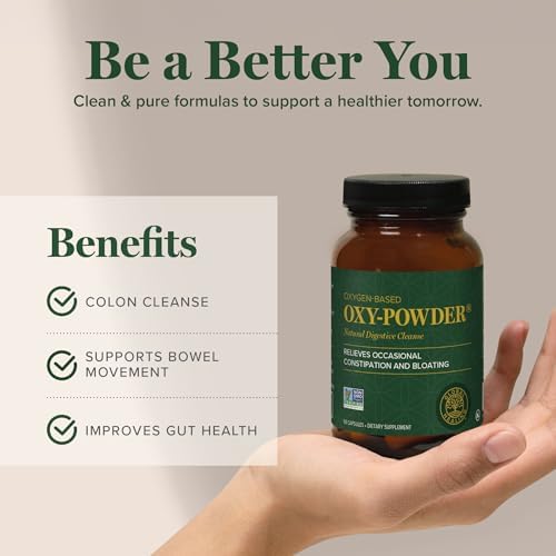 Global Healing Center Oxy-Powder Oxygen Based Safe and Natural Colon Cleanser and Relief from Occasional Constipation (120 Capsules)(Packaging may vary) | Global Healing Gut Cleanse - Magnesium Oxide Stool Softener(120 Capsules)