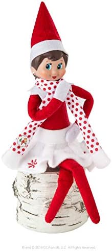 The Elf on the Shelf Claus Couture Collection Snowflake Skirt & Scarf – Red and White Holiday Outfit for Scout Elves – Festive Elf Clothes Accessory – Scout Elf Not Included