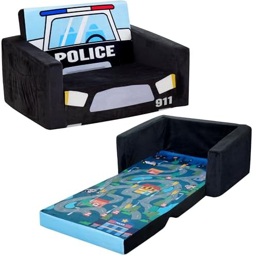 MallBest Kids Sofas Children's Sofa Bed Baby's Upholstered Couch Sleepover Chair Flipout Open Recliner(Red/Fire Truck)