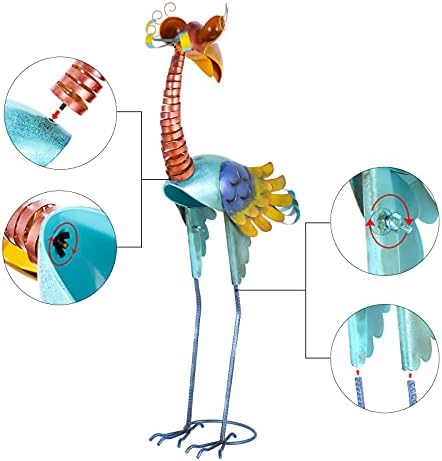 Tooarts Metal Garden Bird Statue Standing Animal Backyard Ornaments Outdoor Sculpture for Lawn Patio Art Decoration