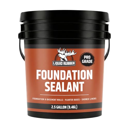 Liquid Rubber Foundation Sealant - Basement Waterproof Sealer, Black, 5 Gal | Flexible Elastomeric Coating - Crack Filler, Leak Repair, Basement Waterproofing Solution, Indoor/Outdoor Use, DIY Protection