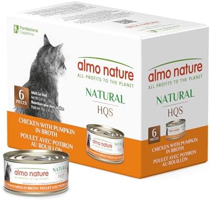 almo nature HQS Natural Wet Cat Food Tuna and Shrimp, Grain Free, Additive Free - 2.47oz - Pack of 6