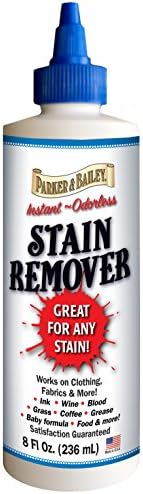 Parker & Bailey Liquid Stain Remover - Instant Stain Removal on Laundry Clothing Fabric Ink Grease Blood Grass Coffee Wine Food Carpet Upholstery Spot Cleaner Odor Free Detergent Booster, 8oz