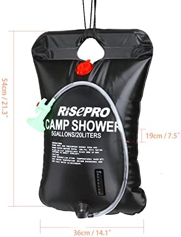 Solar Shower Bag, 5 gallons/20L Solar Heating Camping Shower Bag Temperature Indicator Hot Water 45°C Hiking Climbing C1004