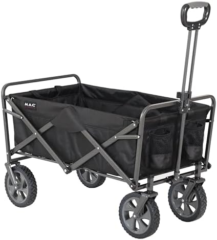 Mac Sports Heavy Duty Steel Frame Collapsible Folding 150 Pound Capacity Outdoor Camping Garden Utility Wagon Yard Cart, Red
