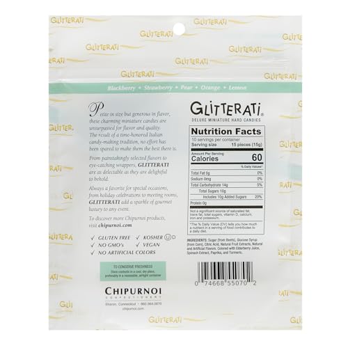 GLITTERATI Fruit & Berry Medley Italian Mini Hard Candies, Individually Wrapped Gourmet Candy, Natural Fruit Flavors, Vegan, Gluten Free, Non-GMO, 14 Oz Bag, 400 Count