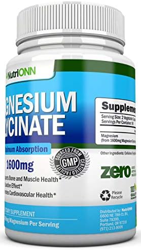 Magnesium Glycinate - 1600 mg - 180 Vegan Capsules - Maximum Absorption - Chelate Vegan Supplement - High Bioavailability - Great for Heart Health