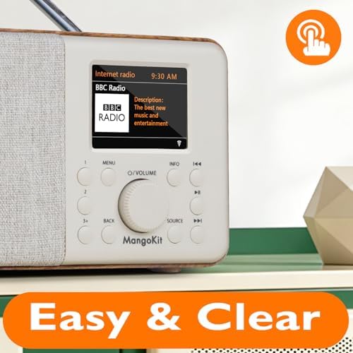 SR10 WiFi Radio, Bluetooth, FM & Internet, Walnut | 60 presets, dual alarms, colour display, OKTIV App control, podcast player, mains or AA battery, headphone jack, compact
