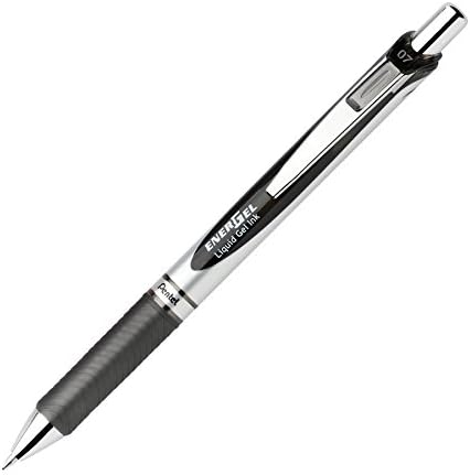 Pentel EnerGel RTX Retractable Liquid Gel Pen, (0.7mm), Medium Line, Metal Tip, Black Ink, Pack of 6 (BL77BP6A)