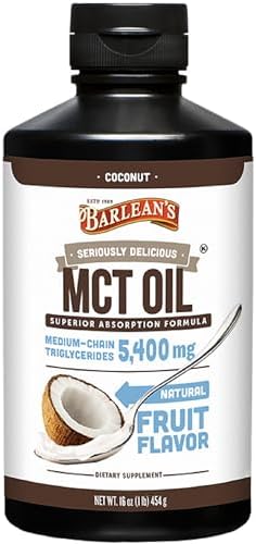 Barlean's MCT Oil Supplement, Coconut Flavored for Keto Coffee, Emulsified Creamy Liquid Syrup with 5,400mg Plant-Based MCT's to Support Energy, Focus and Wellness, 16 oz | Coconut MCT oil, emulsified creamy liquid, keto coffee creamer, energy and focus…
