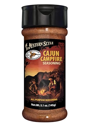 Hi Mountain | CAJUN CAMPFIRE SEASONING | Cajun Blend | 2.25 Oz | Bold Cajun seasoning for steak, shrimp, seafood, chicken and vegetables with smoky campfire-inspired flavor