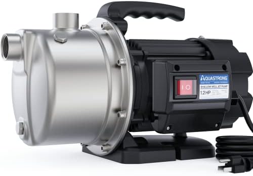 Aquastrong 115V Shallow Well Garden Pump, Stainless Steel, 1210 GPH, Water Transfer Draining Irrigation Sprinkler Pump, for Lawn, Garden