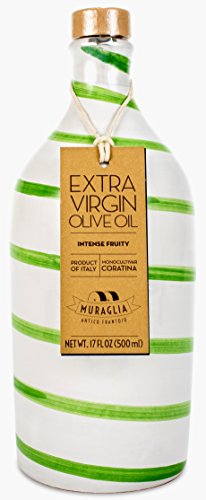 Antico Frantoio Muraglia | Premium Italian Extra Virgin Olive Oil | First Cold Pressed Gourmet EVOO | RAINBOW Arcobaleno Collectible Handmade Ceramic Bottle | 16.9 Fl.oz (500 ml)