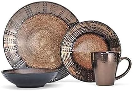 Mikasa Gourmet Basics Verona 16-Piece Stoneware Dinnerware Set, Service for 4, Includes Dinner Plates, Salad Plates, Soup Bowls and Mugs