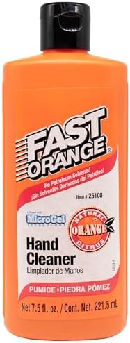 Fast Orange 25108 Pumice Lotion, Heavy Duty Hand Cleaner, Natural Citrus Scent, Waterless Cleaner For Mechanics, Strong Grease Fighter, 7.5 oz