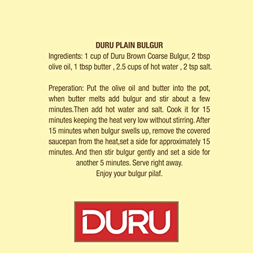 Duru Brown Coarse Bulgur, 35.2oz (1000 g), Wheat Berries, 100% Natural and Certificated, High Fiber and Protein, Non-GMO, Great for Vegan Recipes, Better than Rice
