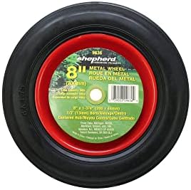 Shepherd Hardware 9636 8-Inch Semi-Pneumatic Rubber Tire, Steel Hub with Ball Bearings, Ribbed Tread, 1/2-Inch Bore Centered Axle