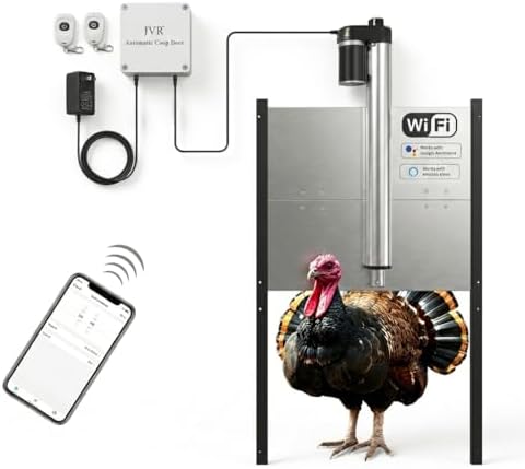 JVR WiFi Chicken Coop Door, App Alexa Control, Sunrise Sunset, Anti-Pinch