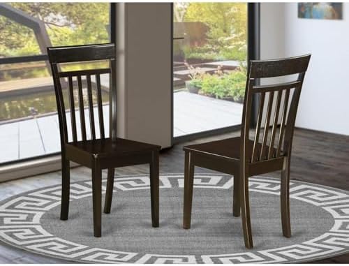 East West Furniture CAC-MAH-LC Capri Kitchen Dining Chairs - Faux Leather Upholstered Solid Wood Chairs, Set of 2, Mahogany