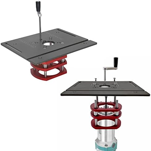 Kreg Router Table Lift Compatible, Aluminum Alloy Manual Router System Kit with Crank Handle for Easy Adjustment, Ideal for Small Trimming Machines Silver