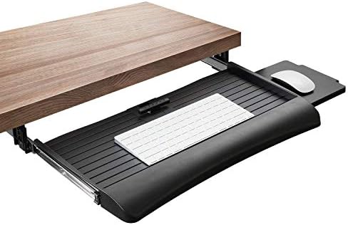 Mount-It! Keyboard Tray Under Desk with Adjustable Mouse Platform – Easy-Glide Sliding Drawer Under Desk Slide Out – Ergonomic Under Key Board