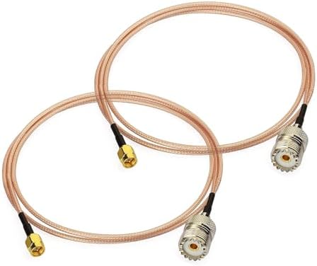 Superbat Coax UHF Female SO-239 to SMA Female Adapter Extension Cable RG316 12" for Baofeng CB Radio Handheld Walkie Talkie 2pcs