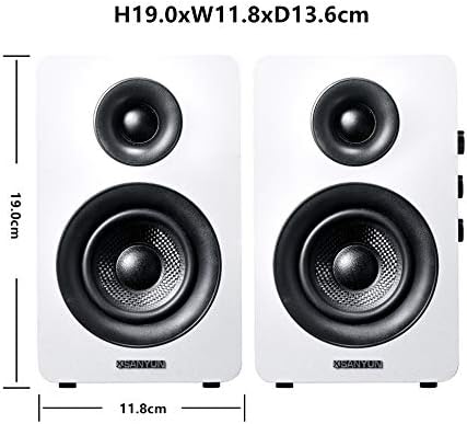 Sanyun SW208 3" Active Bluetooth 5.0 Bookshelf Speakers, Built-in 24bit DAC