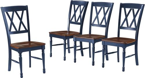 Crosley Furniture Shelby Traditional Wood X-Back Dining Room Chairs Set of 2, Kitchen Chair, Distressed White