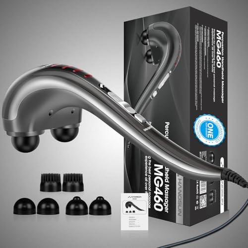 HANGSUN Handheld Neck Back Massager for Pain Relief Deep Tissue, Double Head Full Body Percussion Massage MG400 for Shoulder, Leg, Foot, Muscles