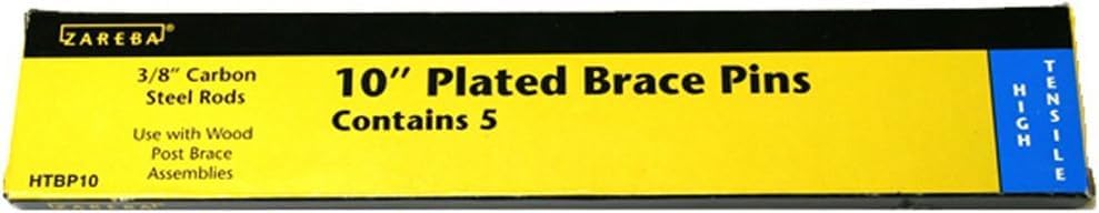 Zareba 10 Inch Galvanized Brace Pin for Electric Fence - Durable Galvanized Steel Construction - 5 Pack - HTBP10