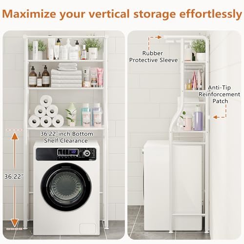 UDEAR 3-Tier Over The Toilet Rack,with Hanging Rod,Tower Shelf,Black
