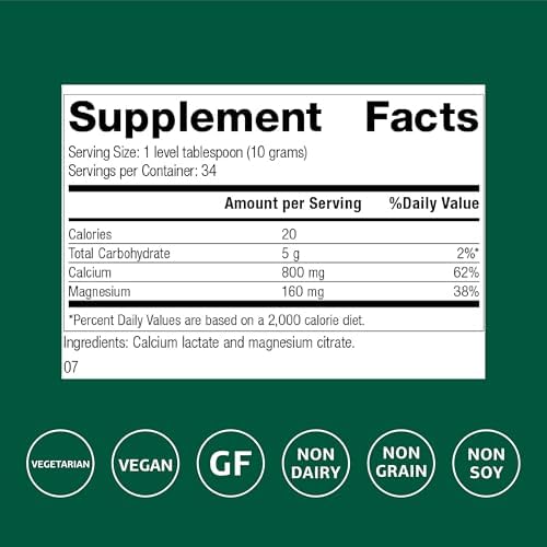 Standard Process - Calcium Lactate Powder - Bone Health & Immune Support - Calcium Magnesium Supplement for Bone Strength & Blood Health - Non-Dairy, Soy & Gluten-Free - 12 oz
