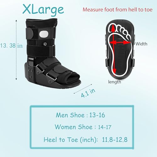Medibot Advanced Walking Boot for Ankle Injuries & Fractures Adjustable Air Splint with Pump, Large Black, Fits Shoe Size 9.5-13.5'', Men and Women