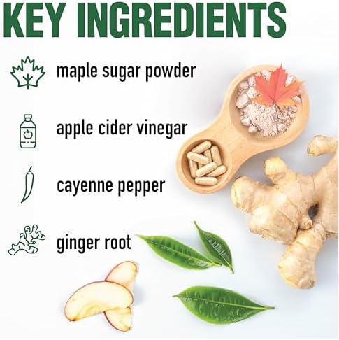 Country Farms Apple Cider Vinegar Capsules, with Ginger, Cayenne and Maple, Helps Aid Digestion, Supports Healthy Weight Loss, Cleanses and Detoxifies