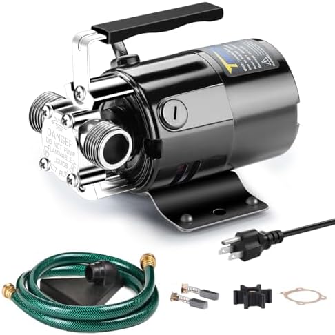 Water Transfer Pump, 115V 1/10HP 330GPH Electric Utility Water Pump with 6ft Water Hose Kit, Portable Small Water Pump For Pool Draining, Removing Water From Rain Barrel, Aquariums, etc.