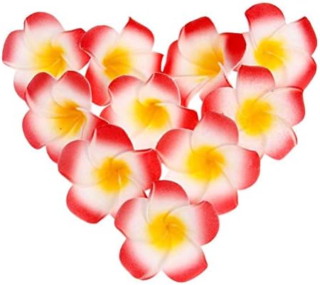 Pursuestar 100Pcs White Foam Hawaiian Frangipani Artificial Plumeria Flower Petals Cap Hair Hat Wreath Floral DIY Home Wedding Decoration 5cm