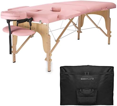 Saloniture Professional Portable Folding Massage Table with Carrying Case - Black