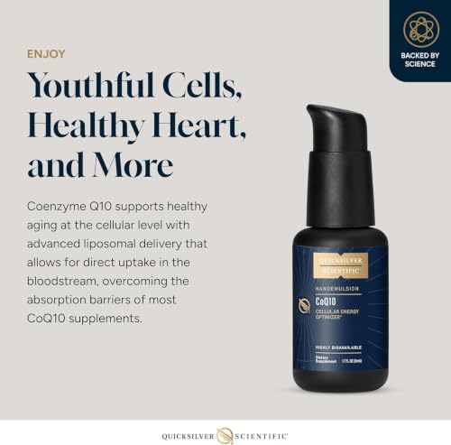 Quicksilver Scientific CoQ10 Nanoemulsion, 1.7oz / 50ml | Liposomal Coenzyme Q10 Cardiovascular Support and Cellular Energy Supplement